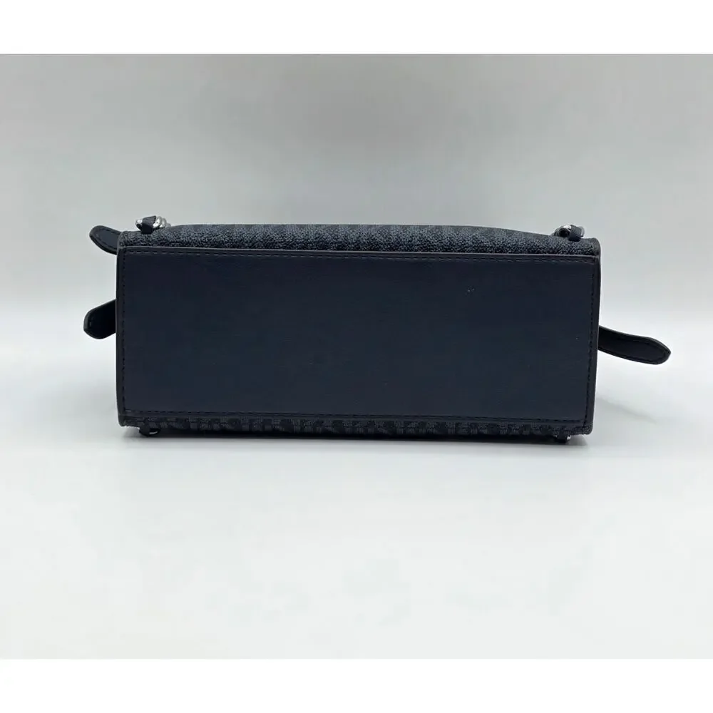 Michael Kors Mini Mina Signature Navy Convertible Chain Satchel Crossbody